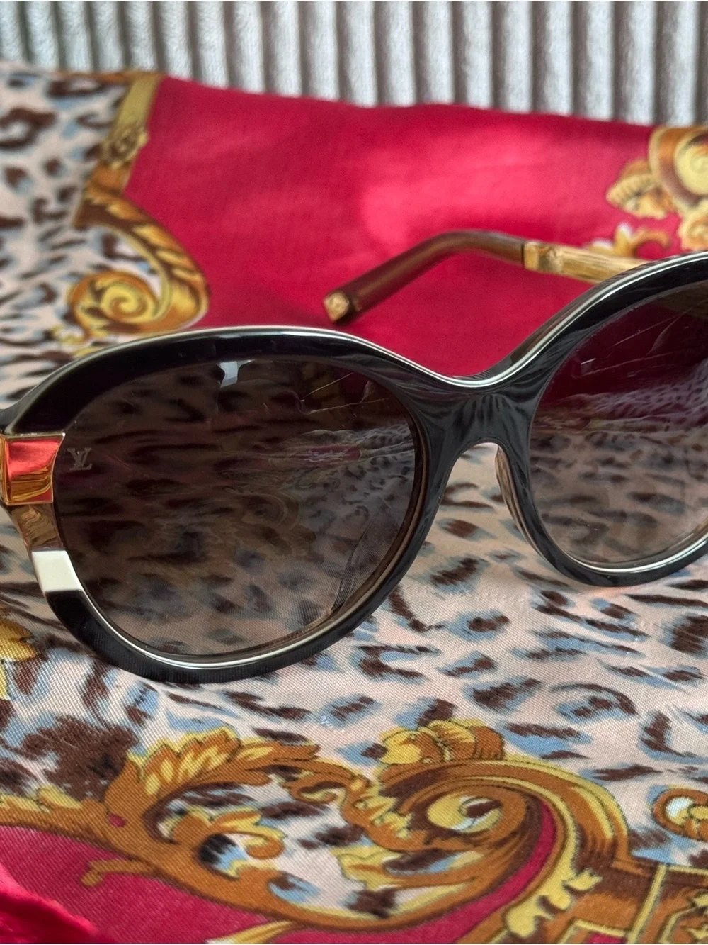 Louis Vuitton Black and Gold Rounded Cat-Eye Sunglasses